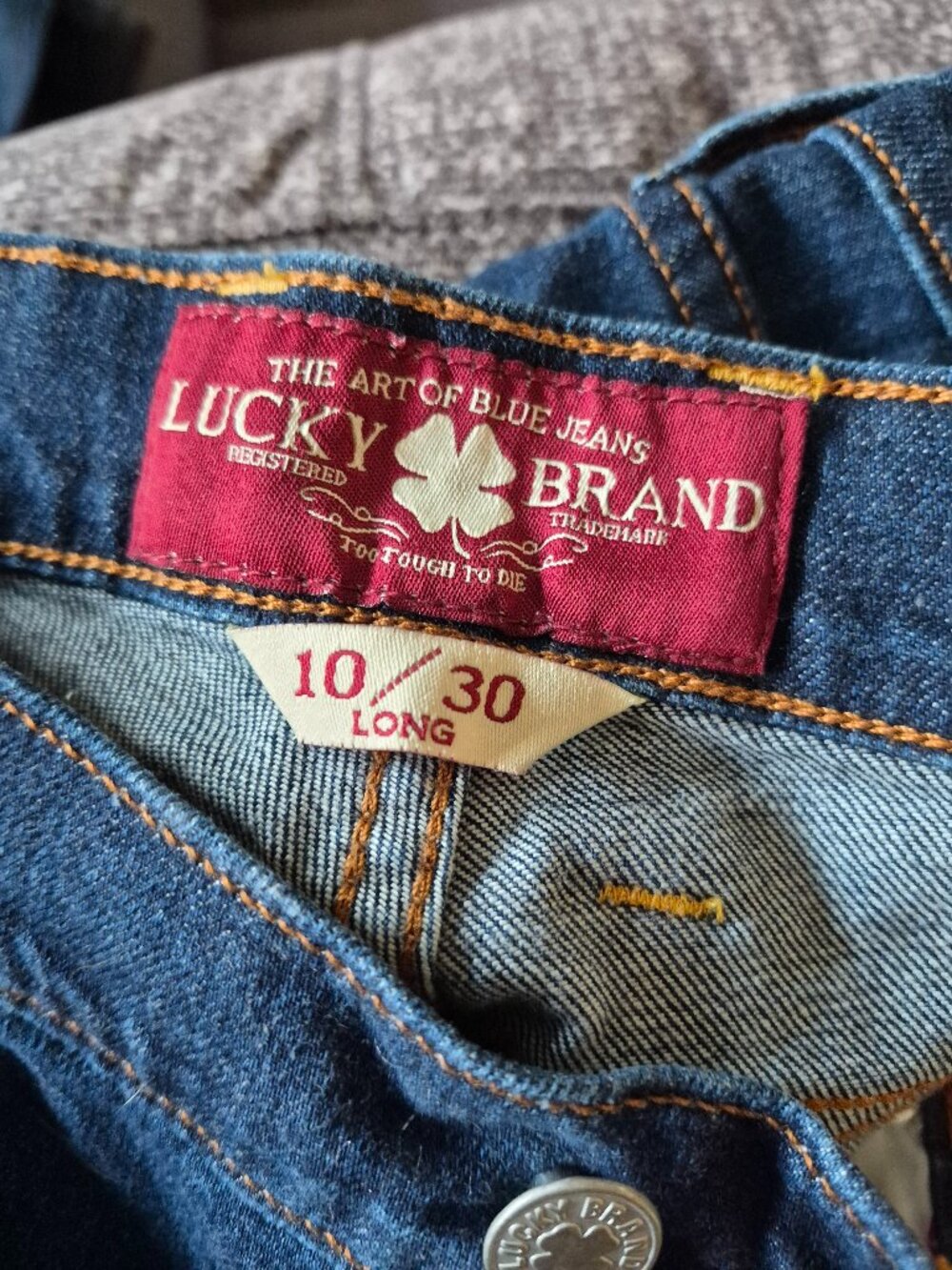 Lucky Brand Jean, Sofia Boot, Size 10, LONG length, Darker Blue